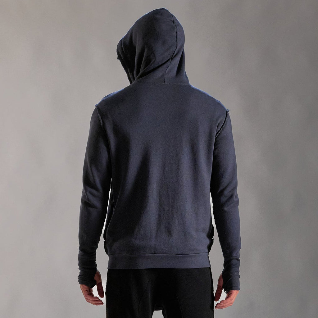 RAW ZIP HOODIE / CHARCOAL BLUE